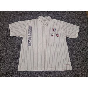 Johnny Blaze Y2K Vintage Button Up Embroidered Short Sleeve Stripe Shirt XXL 2XL